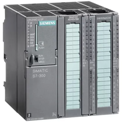 SIMATIC S7-300, компактное цпу CPU 314C-2 DP с MPI, 24 DI/16 DO, 4AI, 2AO, 1 PT100, 4 быстрых счётчика (60 кгц), встр. интерфейс DP, встр. блок питания =24 в, 192 кбайт рабочей памяти, для работы необходимы фронтштекеры (2 X 40пол.) и карта памяти MMC 6ES