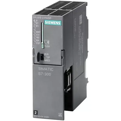 SIMATIC S7-300, цпу CPU 315-2 PN/DP, 384 кбайт робочої пам`яті, 1. інтерфейс MPI / DP 12 мбіт/с, 2. інтерфейс ETHERNET PROFINET, з 2х-портовим комутатором, для роботи необхідна карта пам`яті MICRO MEMORY CARD 6ES7315-2EH14-0AB0