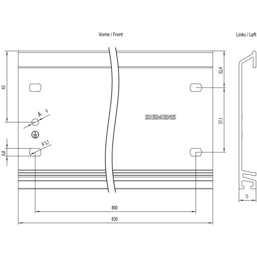 SIMATIC S7-300, профільна шина S7-300 довжиною 830MM