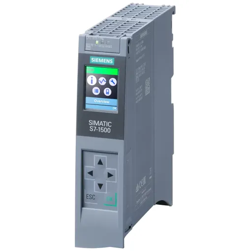 SIMATIC S7-1500, центральный процессор CPU 1511-1 PN, рабочая память 150 кб для программы и 1 мб для такнных, 1 интерфейс - PROFINET IRT с 2х-портовым коммутатором, производительность 60 нс на битовую операцию, необходима карта памяти SIMATIC MC