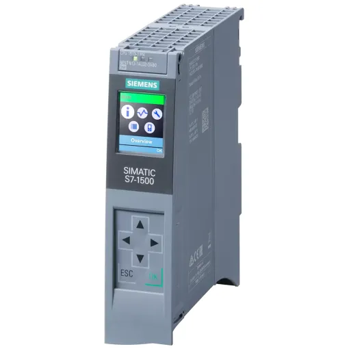 SIMATIC S7-1500, центральный процессор CPU 1513-1 PN, рабочая память 300 кб для программы и 1,5 мб для такнных, 1 интерфейс - PROFINET IRT с 2х-портовым коммутатором, производительность 40 нс на битовую операцию, необходима карта памяти SIMATIC MC