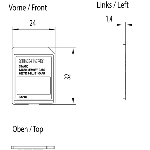 SIMATIC S7, микрокарта памяти MMC для S7-300/C7/ET 200, 3.3 в NFLASH, 512 кбайт