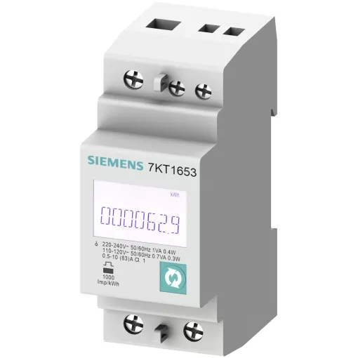 SENTRON, измерительный инструмент, 7KT PAC1600, LCD, L-N: 230 V, 63 A, DIN-рейка, 1-фаз., S0, прямая / активная / реактивная