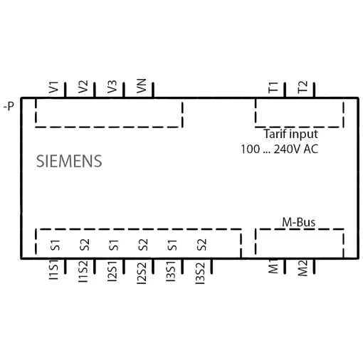 SENTRON, измерительный инструмент, 7KT PAC1600, LCD, L-L: 400 V, L-N: 230 V, 5 A, DIN-рейка, 3-фаз., M-bus + MID, прямая / активная / реактивная