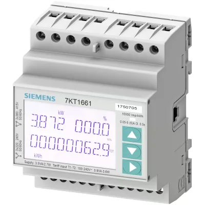 SENTRON, измерительный инструмент, 7KT PAC1600, LCD, L-L: 400 V, L-N: 230 V, 5 A, DIN-рейка, 3-фаз., S0 + MID, прямая / активная / реактивная Siemens 7KT1673