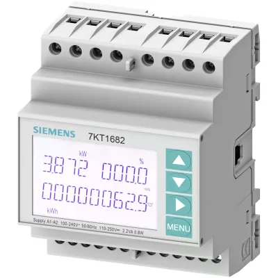 SENTRON, измерительный инструмент, 7KT PAC1600, LCD, L-L: 400 V, L-N: 230 V, 5 A, DIN-рейка, 3-фаз., Modbus RTU/ASCII, мультифункц. измерение вкл. THD Siemens 7KT1682