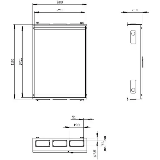 ALPHA 400 настенный распределит.шкаф пустой (FLAT PACK) IP43 1класс RAL 7035 в=1100 ш=800 г=210