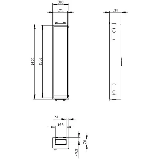 ALPHA 400 настенный распределит.шкаф пустой (FLAT PACK) IP43 1класс RAL 7035 в=1400 ш=300 г=210