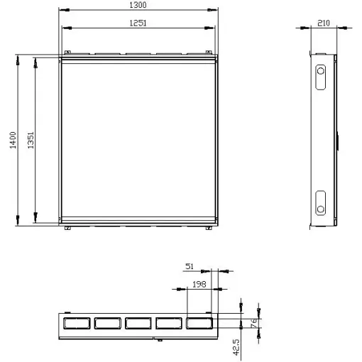 ALPHA 400 настенный распределит.шкаф пустой (FLAT PACK) IP43 1класс RAL 7035 в=1400 ш=1300 г=210