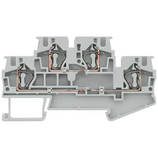 Клемма двухрядная неизолированная, пружинное подсоединение: 0.5 - 4 MM2, ширина: 6.2 MM, серая