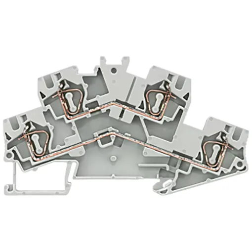 Клемма двухрядная компактная, пружинное подсоединение: 0.08 - 4 MM2, ширина: 6.2 MM, серая