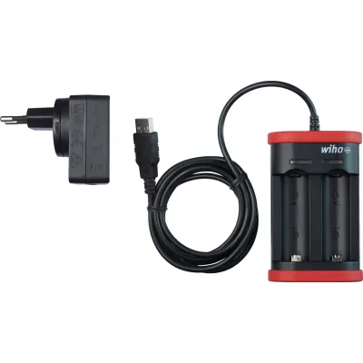 Зарядний пристрій для акумулятора типу 18500 Li-Ion c роз'ємом USB і євровилкою Wiha 41915