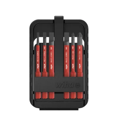 Набор электрических бит slimBit с прорезями, Pozidriv, 7 предметов, включая коробку SlimBit Wiha 43157