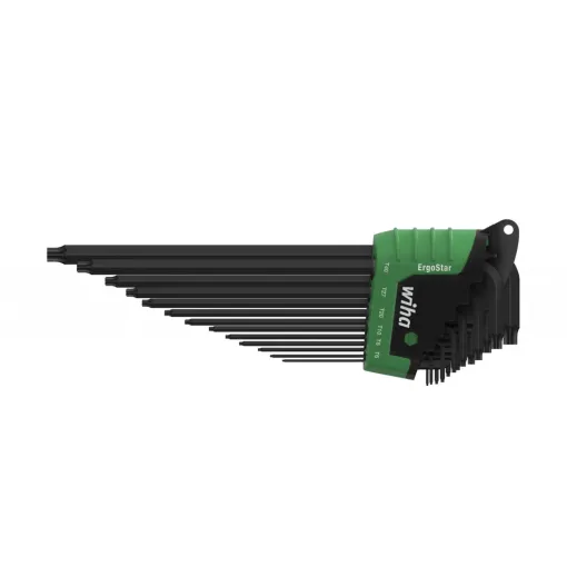 Набор штифтовых ключей в держателе ErgoStar TORX MagicSpring, 14 предм., чёрное оксидирование, в блистерной упаковке