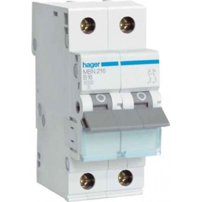 Автоматический выключатель Hager MB216A 16А, 2п, B, 6 кА