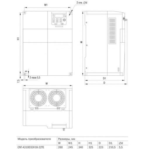 Перетворювач частоти CONTROL-A310 380В, 3Ф 18-22 kW 37-45A IEK