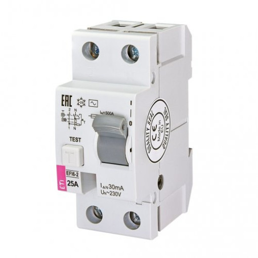 Реле дифференциальное (УЗО) EFI6-2 40/0,03 тип AC (6kA)