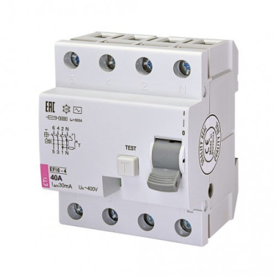 Реле дифференциальное (УЗО) EFI6-4 63/0,03 тип AC (6kA)