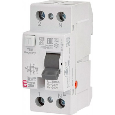 Реле диференційне (ПЗВ) 2р EFI-P2R 25/0,03 тип A (10kA) (RESET), ETI 2061461