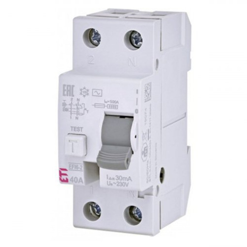 Реле диференційне (ПЗВ) 2р EFI6-P2 40/0,03 тип AC (6kA), ETI 2061252