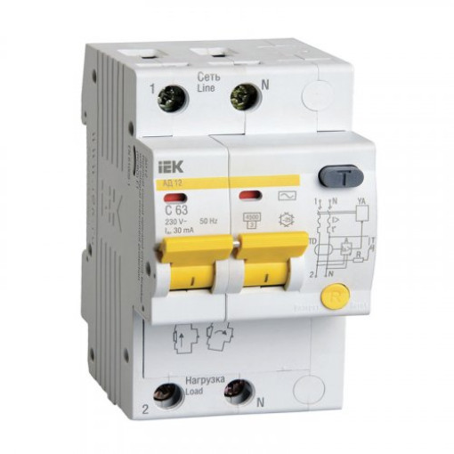 Дифференциальный автомат АД12 2Р C40А 100мА IEK