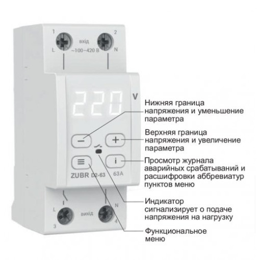 Реле напруги ZUBR D2-50 red