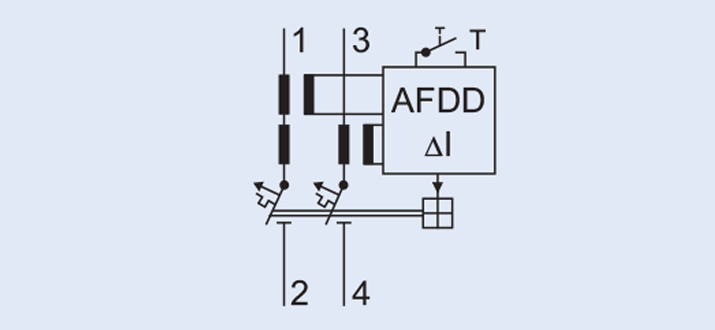 Схема подключения устройства защиты от дуговых повреждений AFDD+ 187181 Eaton