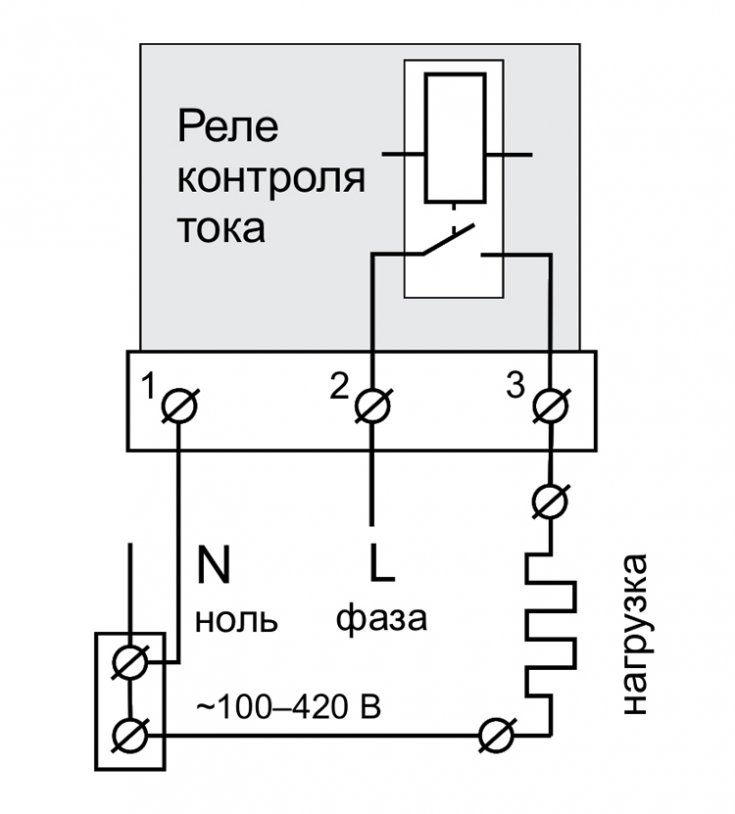 Схема підключення реле струму Зубр i25