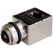 Перехідник M12 "мама" 0° X-код. / RJ45 90° 8-пол., екранований, CAT6A 7000-51541-0000000